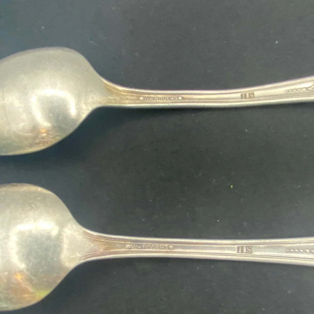 William Rogers IS Gardenia Silverplate Spoons Set of 2 Floral Art Deco 6